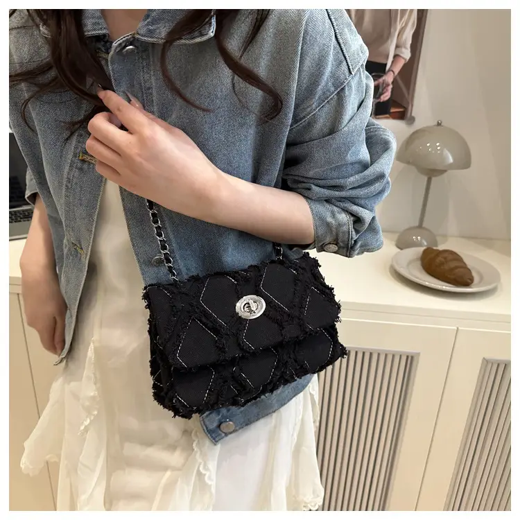 2025 Spring Shoulder Bag Denim Chain Flip Small Square — feature 17
