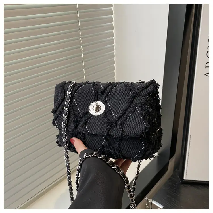 2025 Spring Shoulder Bag Denim Chain Flip Small Square — feature 21