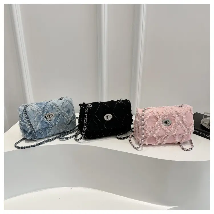 2025 Spring Shoulder Bag Denim Chain Flip Small Square — feature 23