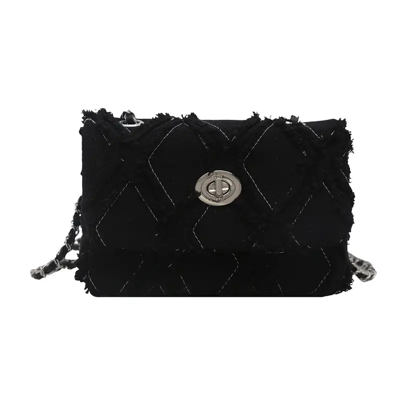 2025 Spring Shoulder Bag Denim Chain Flip Small Square - Image 2