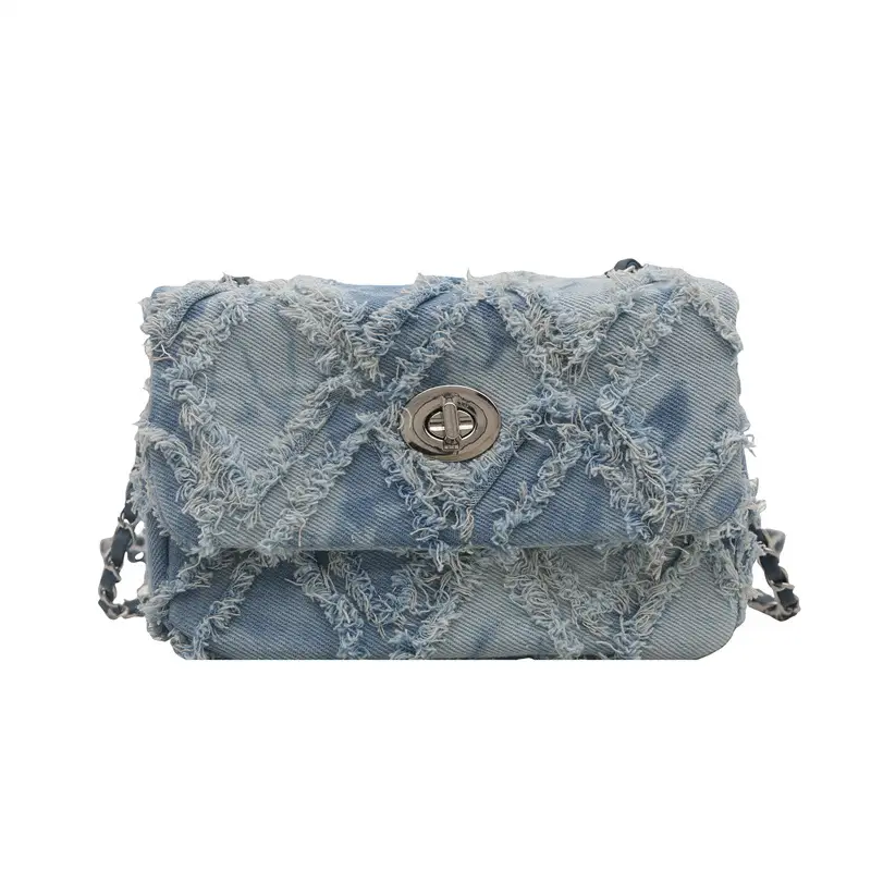 2025 Spring Shoulder Bag Denim Chain Flip Small Square - Image 3