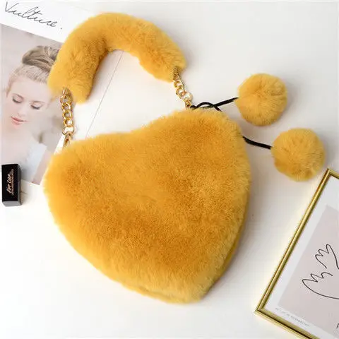 Heart Shaped Plush Bag for Women Shoulder Crossbody Large Capacity - Image 12