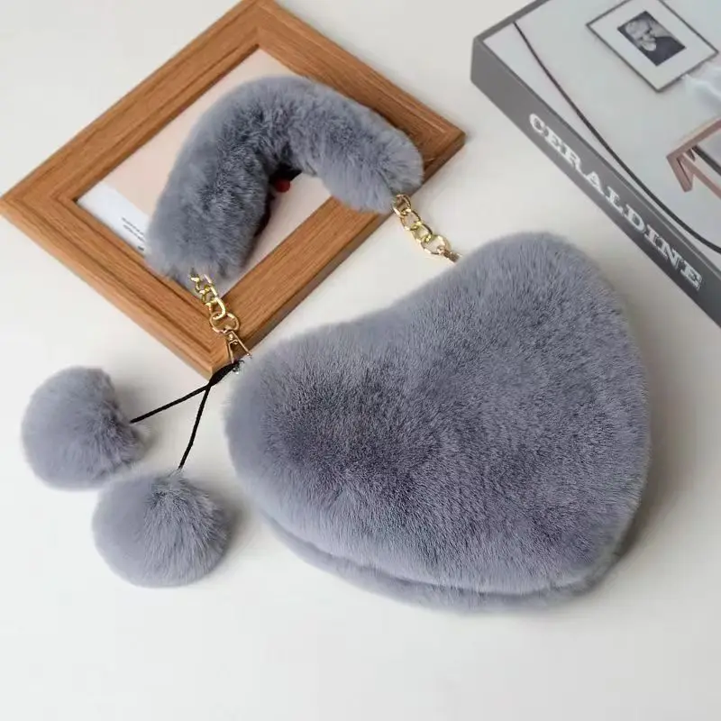 Heart Shaped Plush Bag for Women Shoulder Crossbody Large Capacity - Image 14
