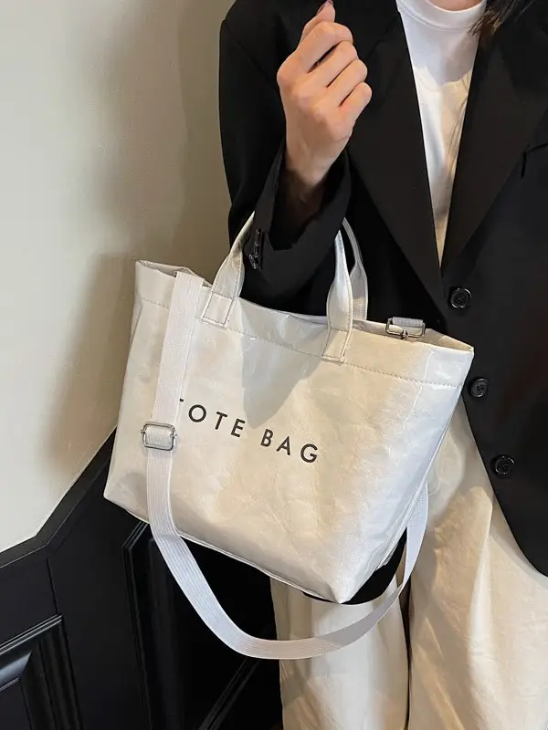 Large Capacity Kraft Paper Jelly Bag Waterproof Tote Bag - Image 8