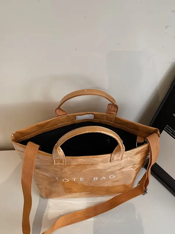 Large Capacity Kraft Paper Jelly Bag Waterproof Tote Bag - Image 9