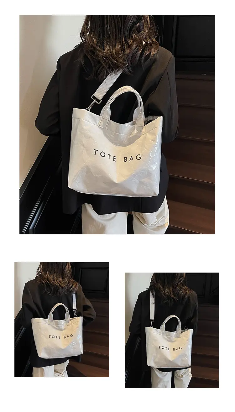 Large Capacity Kraft Paper Jelly Bag Waterproof Tote Bag — feature 10