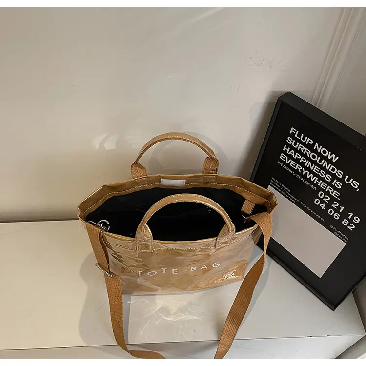 Large Capacity Kraft Paper Jelly Bag Waterproof Tote Bag — feature 20
