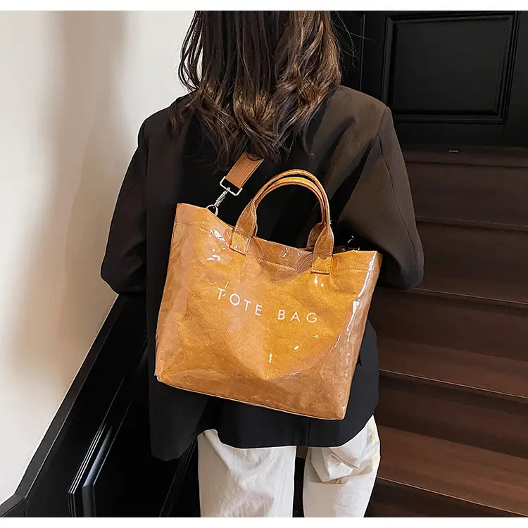 Large Capacity Kraft Paper Jelly Bag Waterproof Tote Bag — feature 21