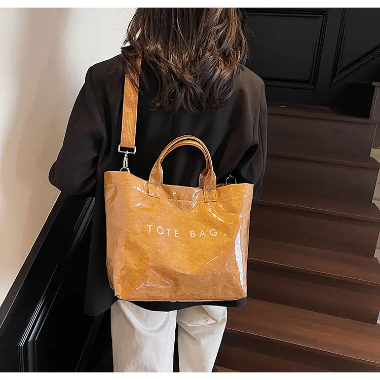 Large Capacity Kraft Paper Jelly Bag Waterproof Tote Bag — feature 23