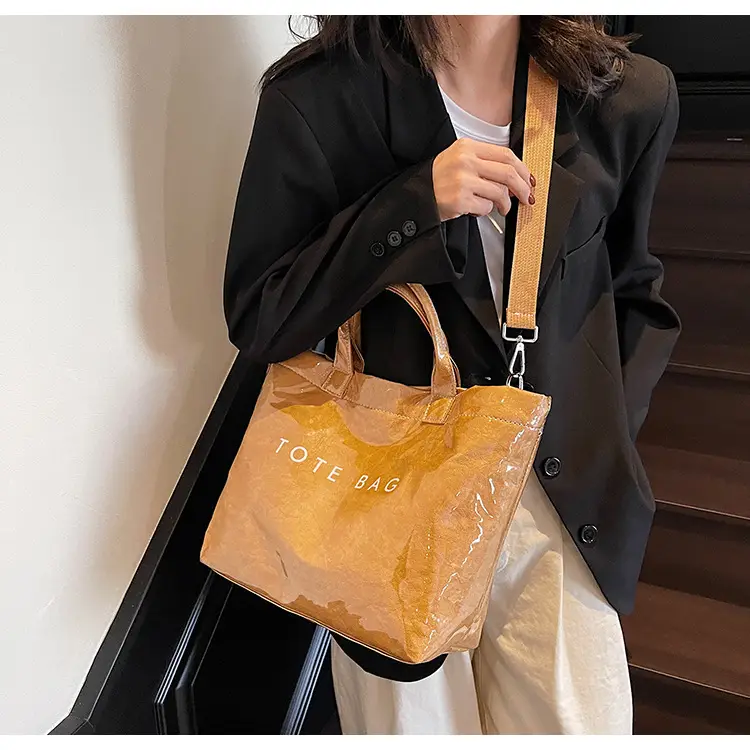 Large Capacity Kraft Paper Jelly Bag Waterproof Tote Bag — feature 24