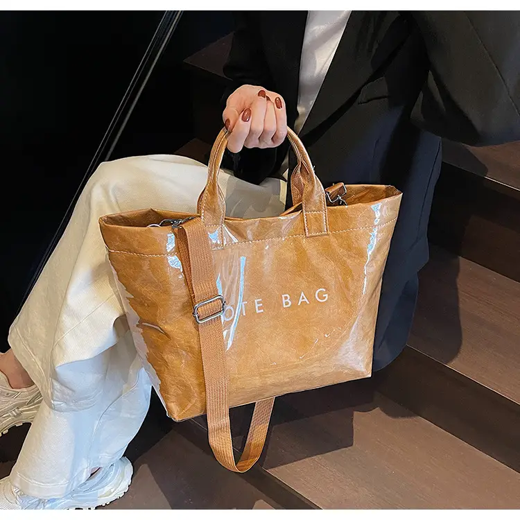 Large Capacity Kraft Paper Jelly Bag Waterproof Tote Bag — feature 25