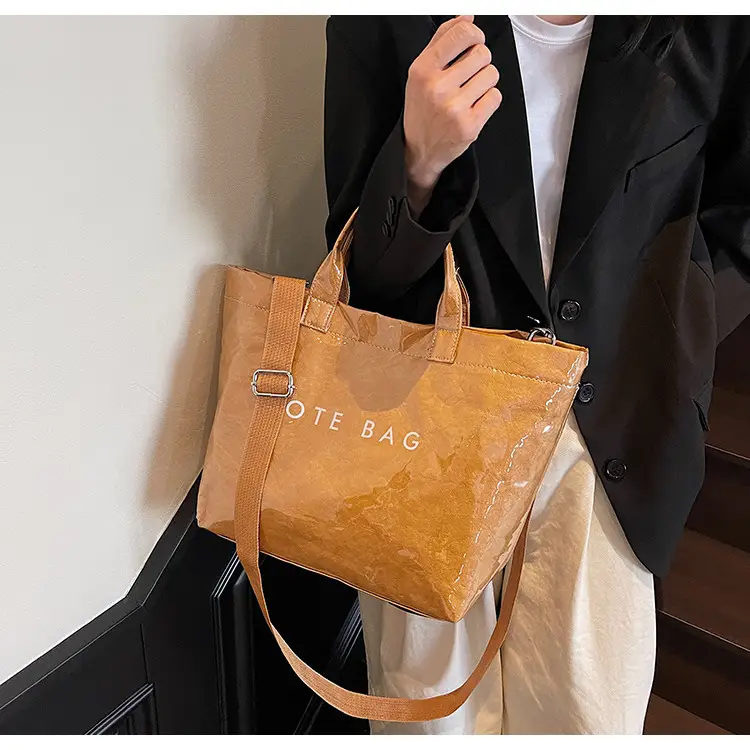 Large Capacity Kraft Paper Jelly Bag Waterproof Tote Bag — feature 26