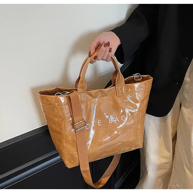 Large Capacity Kraft Paper Jelly Bag Waterproof Tote Bag — feature 27