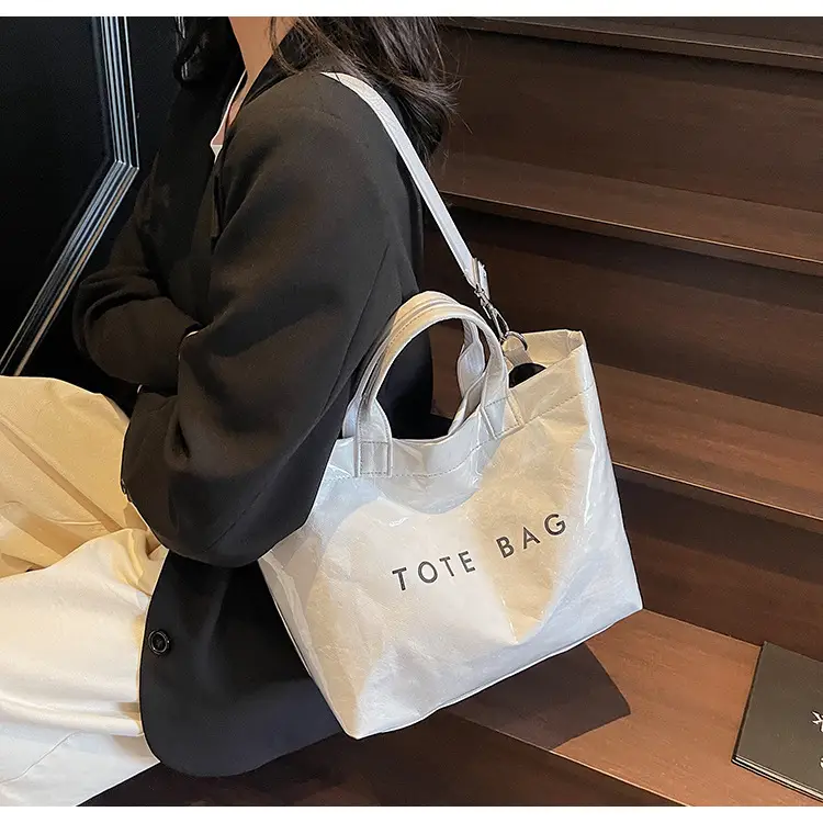 Large Capacity Kraft Paper Jelly Bag Waterproof Tote Bag — feature 28