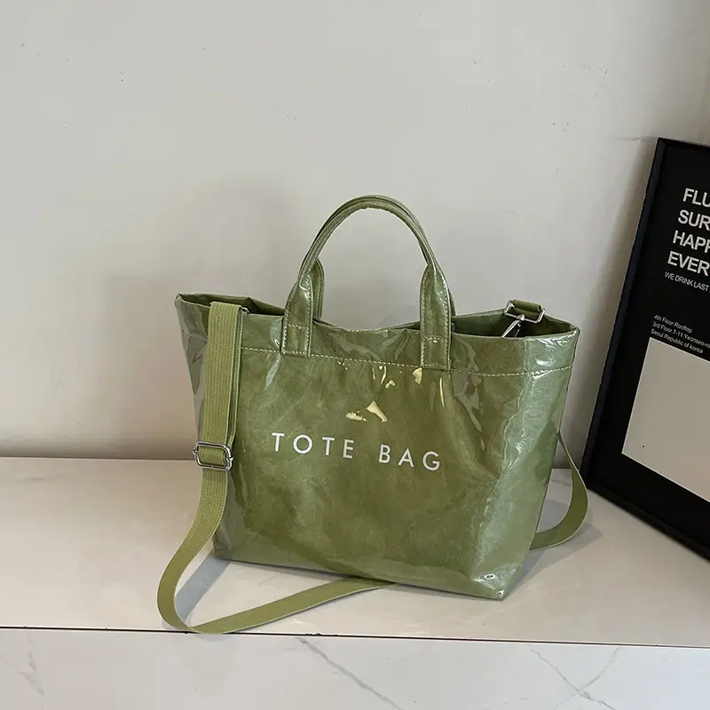 Large Capacity Kraft Paper Jelly Bag Waterproof Tote Bag - Image 3