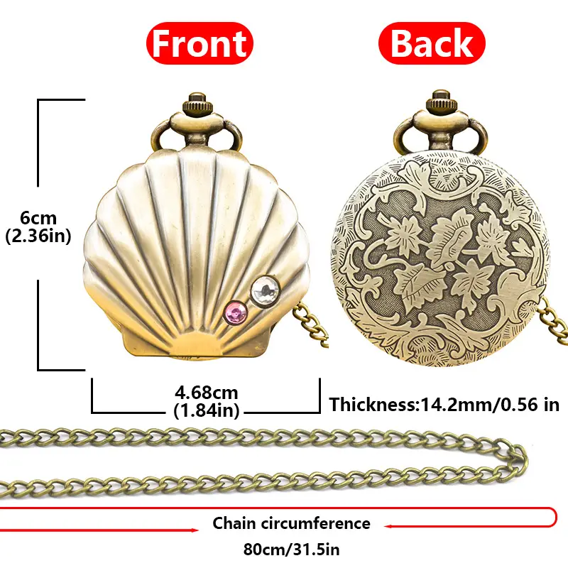 Retro Shell Necklace Pocket Watch for Men Women — feature 8