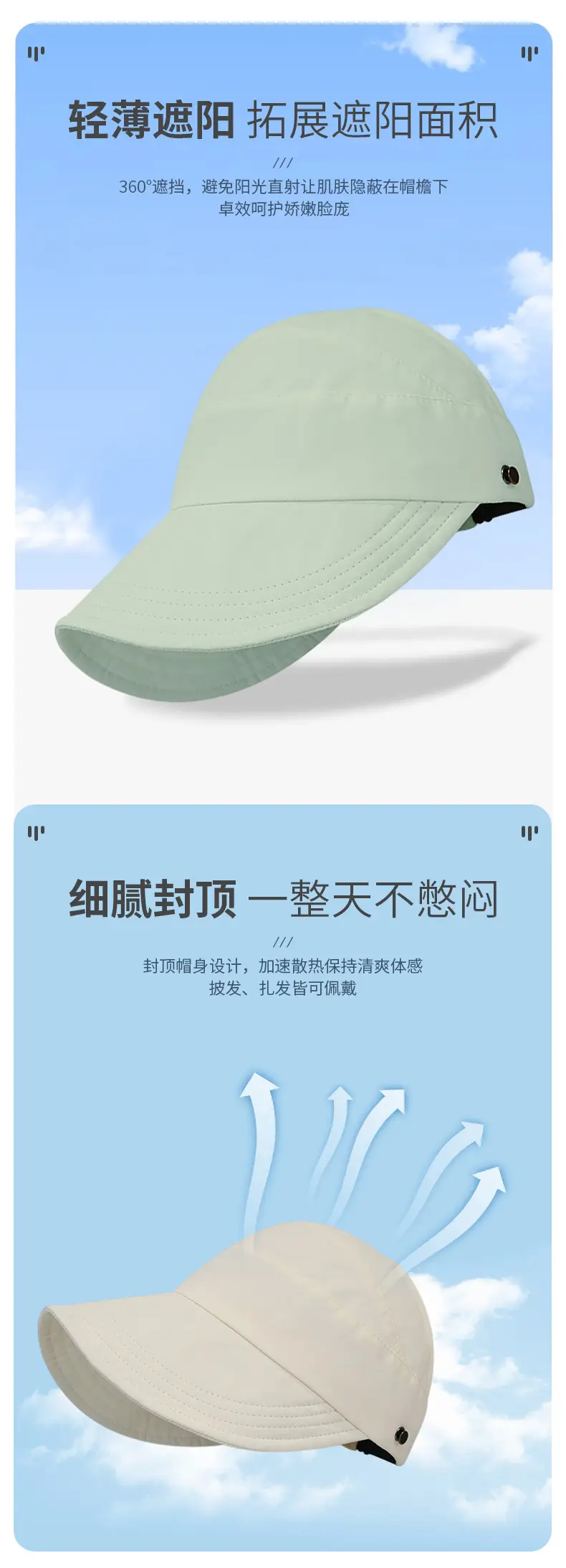 2025 Summer Large Brim Sun Hat White UV50+ — feature 3