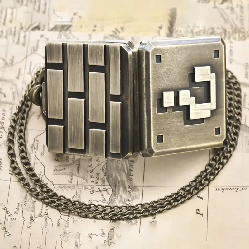 Hot Selling Foreign Trade Manufacturer Direct Question Mark Pattern Necklace Flip Pocket Watch Men's and Women's Commemorative Gift Necklace Flip Pocket Watch - Image 5