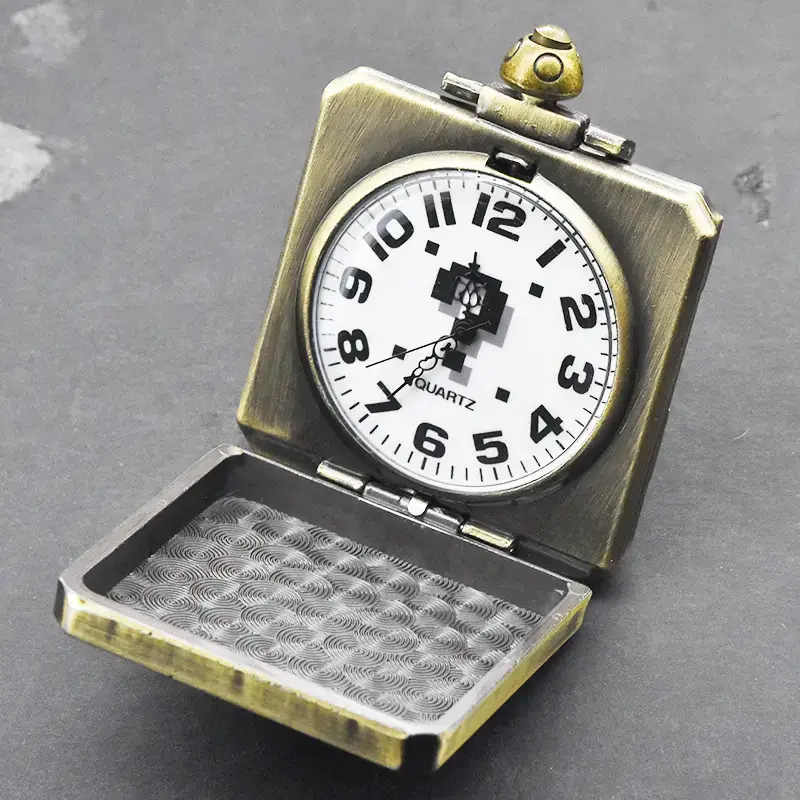 Hot Selling Foreign Trade Manufacturer Direct Question Mark Pattern Necklace Flip Pocket Watch Men's and Women's Commemorative Gift Necklace Flip Pocket Watch - Image 6