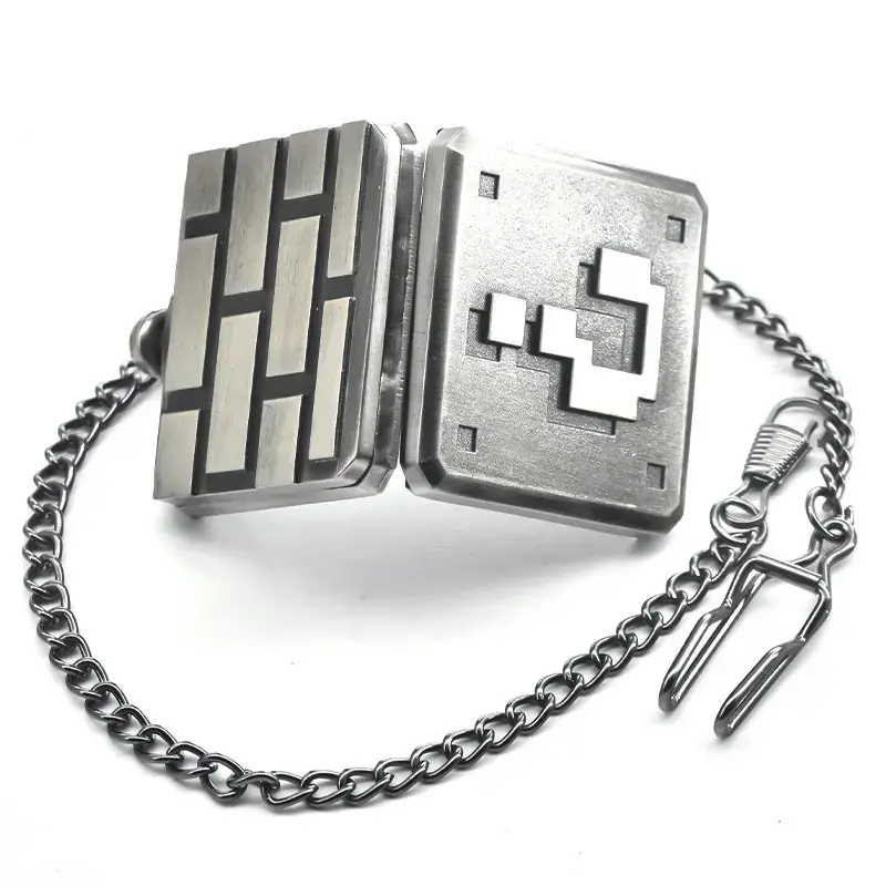 Hot Selling Foreign Trade Manufacturer Direct Question Mark Pattern Necklace Flip Pocket Watch Men's and Women's Commemorative Gift Necklace Flip Pocket Watch — feature 7