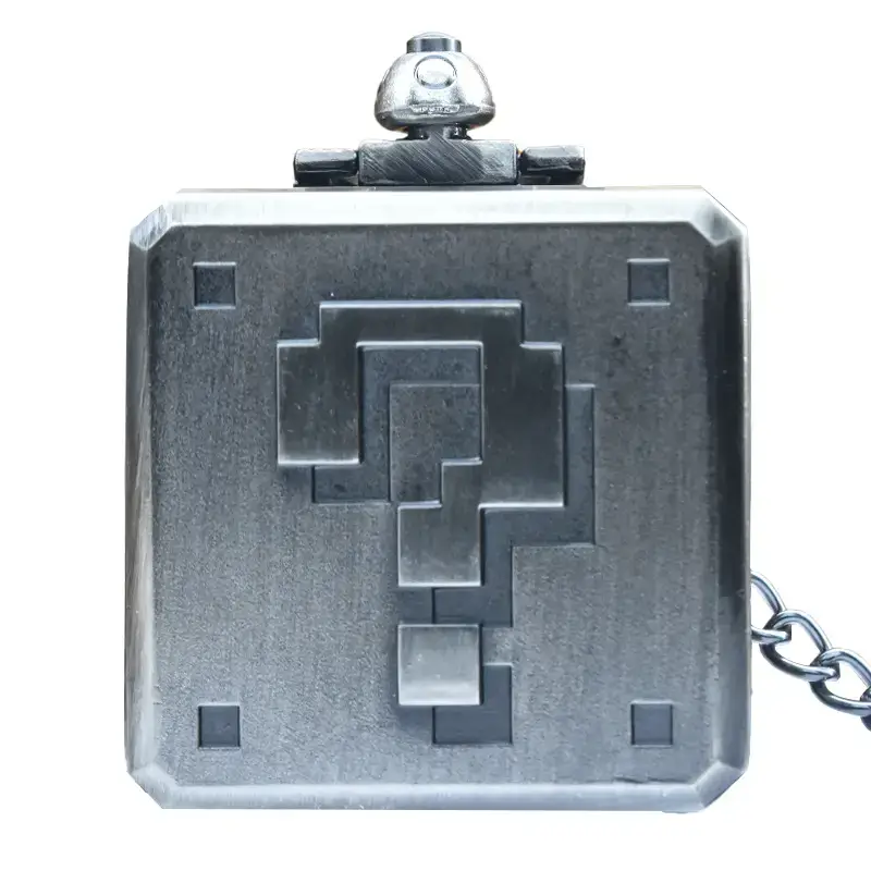 Hot Selling Foreign Trade Manufacturer Direct Question Mark Pattern Necklace Flip Pocket Watch Men's and Women's Commemorative Gift Necklace Flip Pocket Watch - Image 2