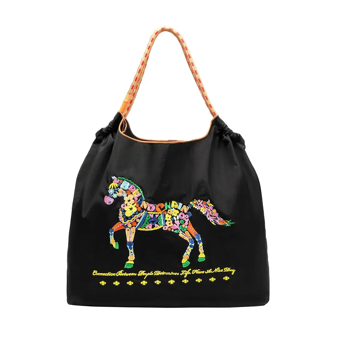 Women Embroidered Crossbody Bag with Ballchain Design - Image 140