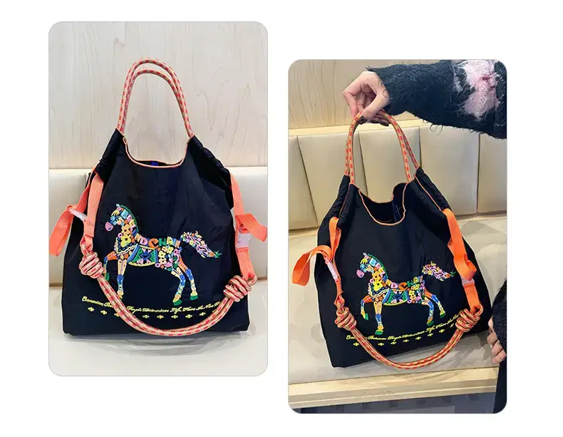 Women Embroidered Crossbody Bag with Ballchain Design — feature 11