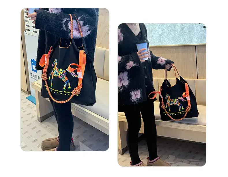 Women Embroidered Crossbody Bag with Ballchain Design — feature 19