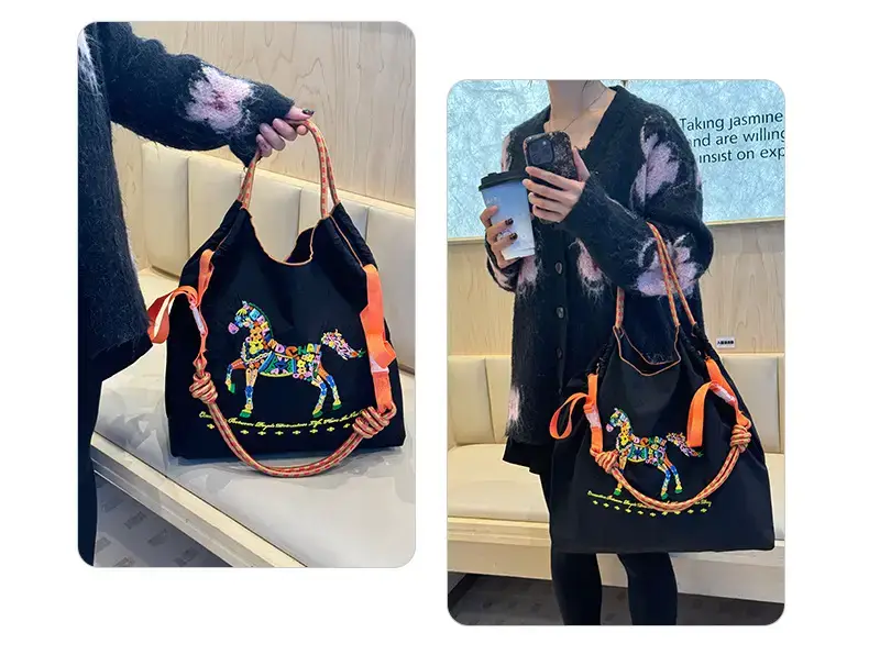 Women Embroidered Crossbody Bag with Ballchain Design — feature 22