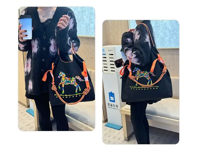 Women Embroidered Crossbody Bag with Ballchain Design — feature 25