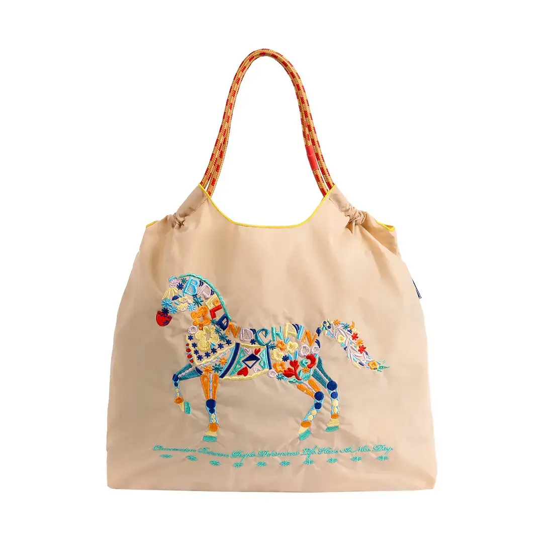 Women Embroidered Crossbody Bag with Ballchain Design - Image 15