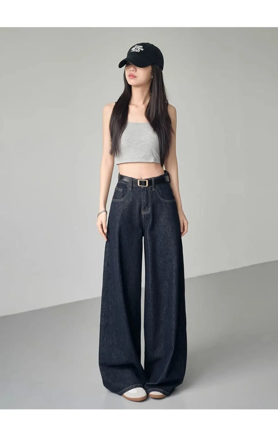 Vintage High-Waist Wide Leg Jeans Dark Blue 2025 — feature 10