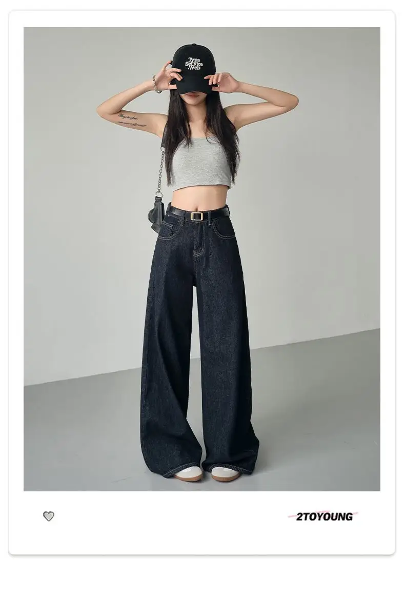 Vintage High-Waist Wide Leg Jeans Dark Blue 2025 — feature 2