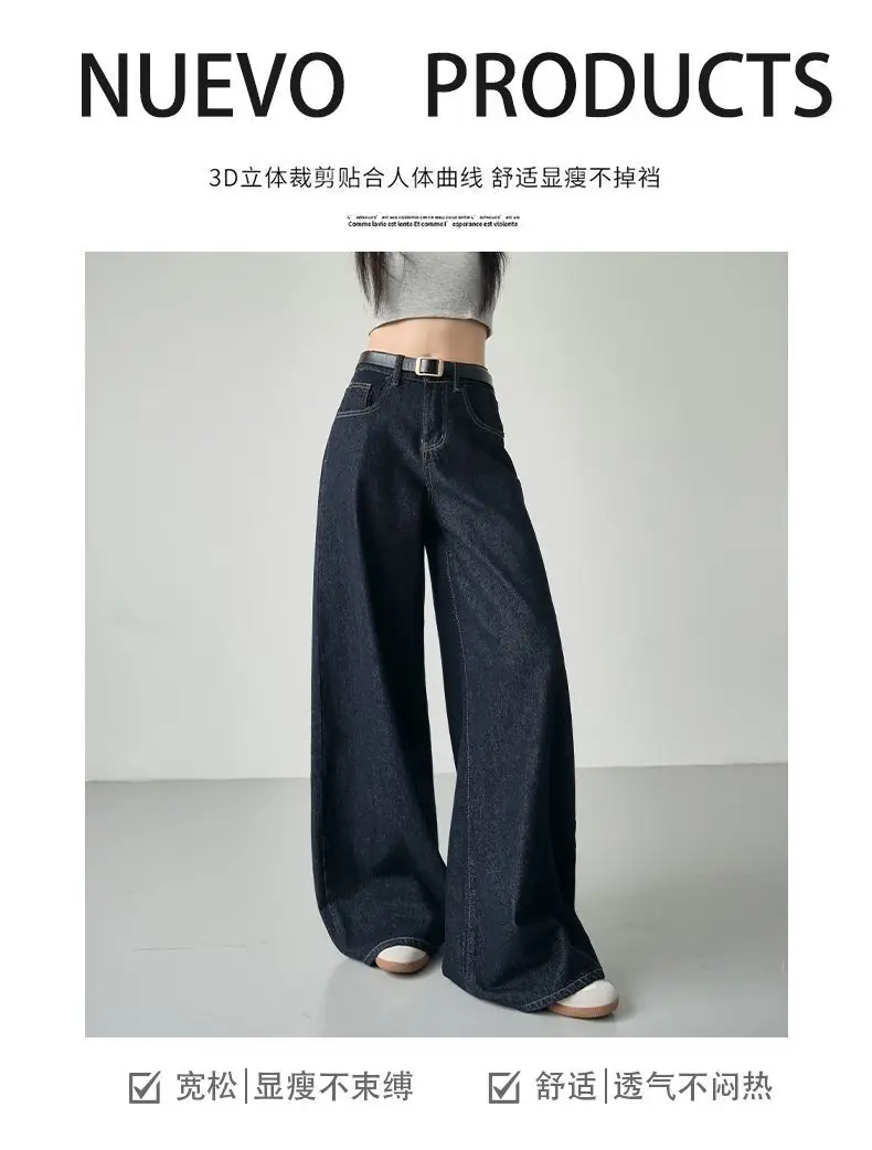 Vintage High-Waist Wide Leg Jeans Dark Blue 2025 — feature 3