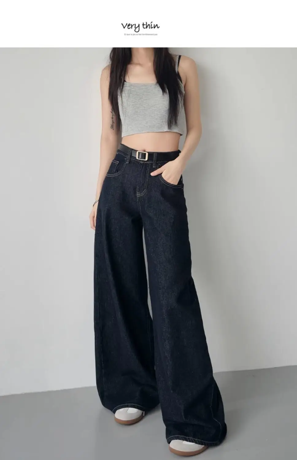 Vintage High-Waist Wide Leg Jeans Dark Blue 2025 — feature 8