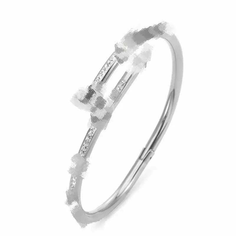 Light Pink Titanium Steel Nail Bracelet for Women - Image 21