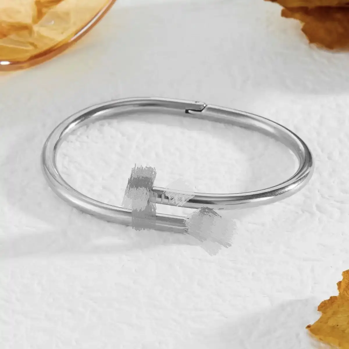 Light Pink Titanium Steel Nail Bracelet for Women - Image 6