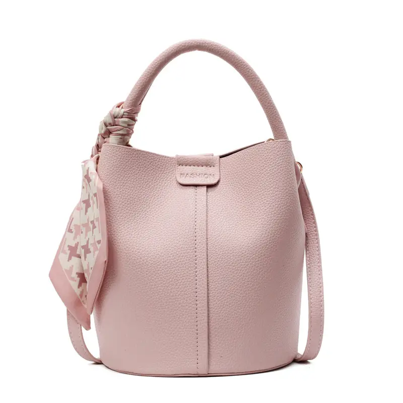 Women's Pink Leather Shoulder Bag with Crossbody Strap