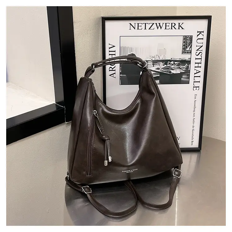 Women Brown Leather Shoulder Bag Large Capacity Retro Casual — feature 20