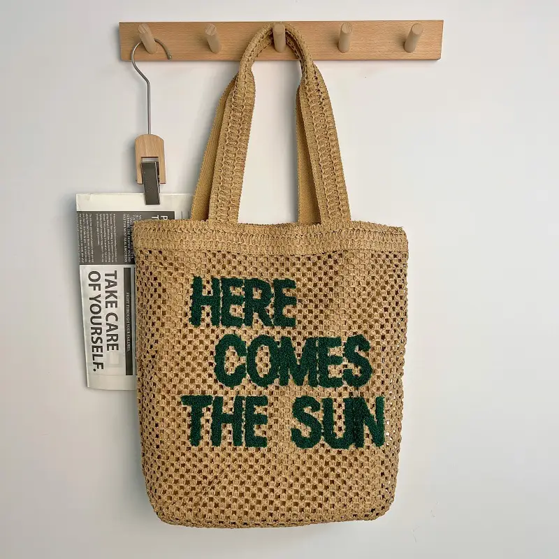 Straw Embroidered Letter Bag Large Capacity New Fashion