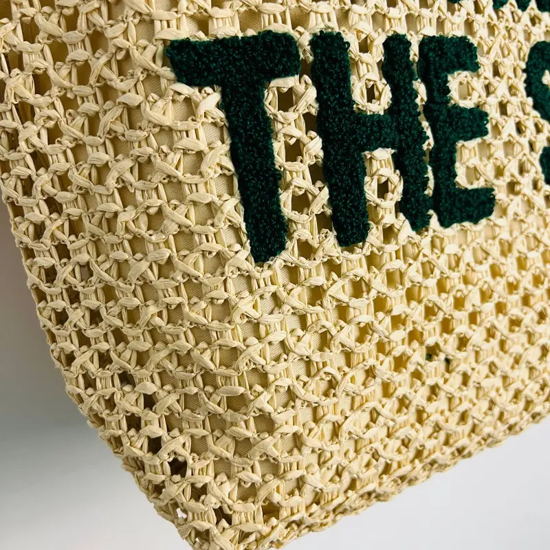 Straw Embroidered Letter Bag Large Capacity New Fashion — feature 7