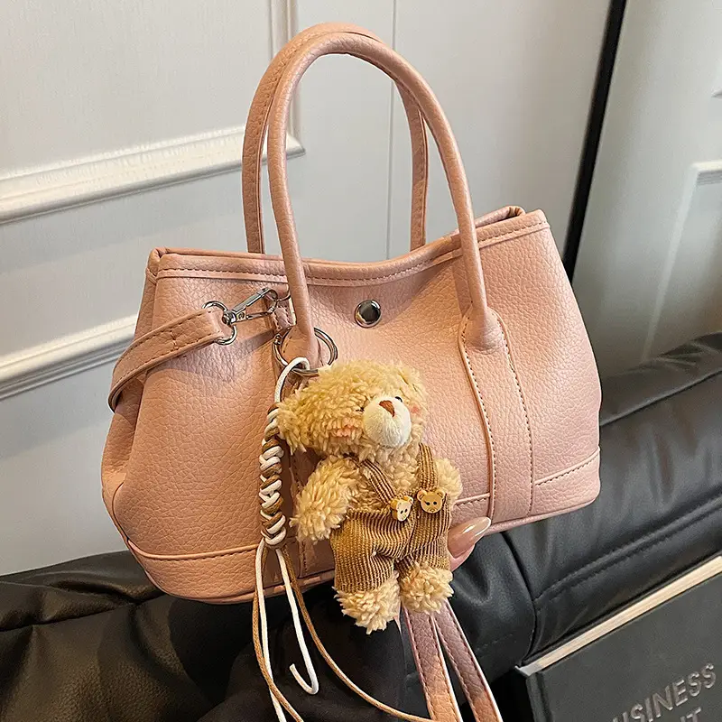 Women's Yellow Leather Crossbody Bag with Pearl Drop