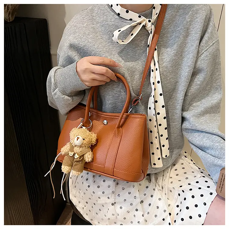 Women's Yellow Leather Crossbody Bag with Pearl Drop — feature 28