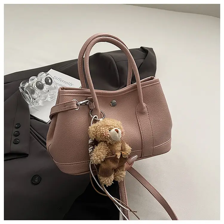 Women's Yellow Leather Crossbody Bag with Pearl Drop