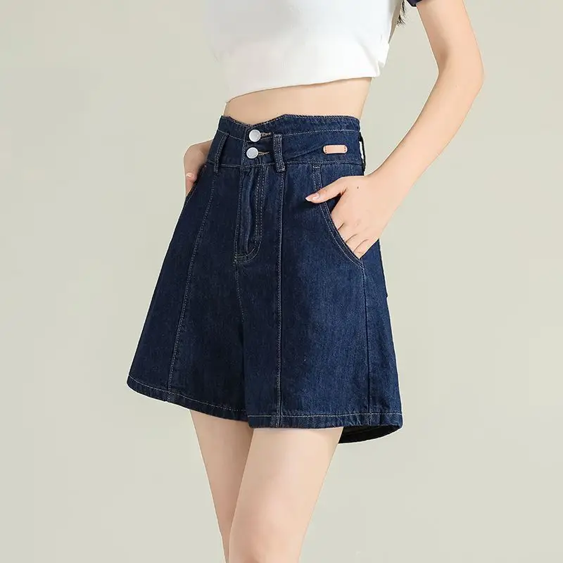 Denim Shorts High Waist Dark Blue 2025