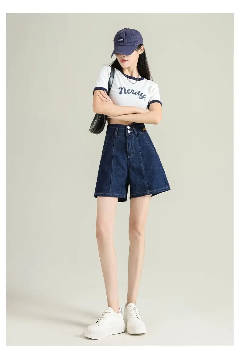Denim Shorts High Waist Dark Blue 2025 — feature 9