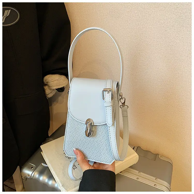 Women Crossbody Phone Bag with Adjustable Strap, Beige Leather & Mesh Design — feature 15