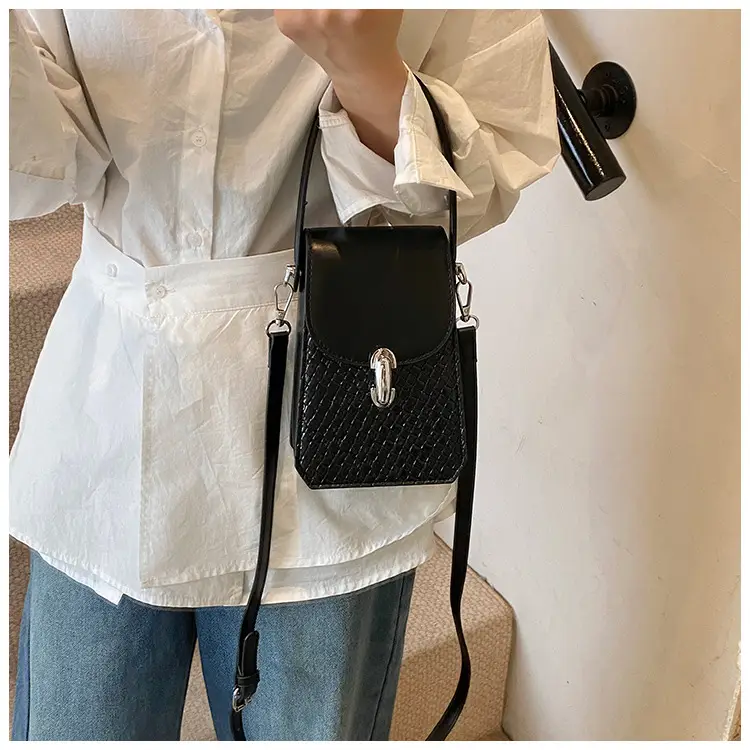 Women Crossbody Phone Bag with Adjustable Strap, Beige Leather & Mesh Design — feature 19