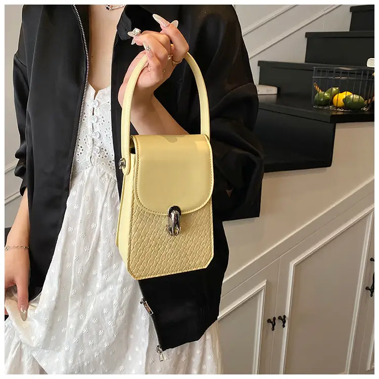 Women Crossbody Phone Bag with Adjustable Strap, Beige Leather & Mesh Design — feature 26