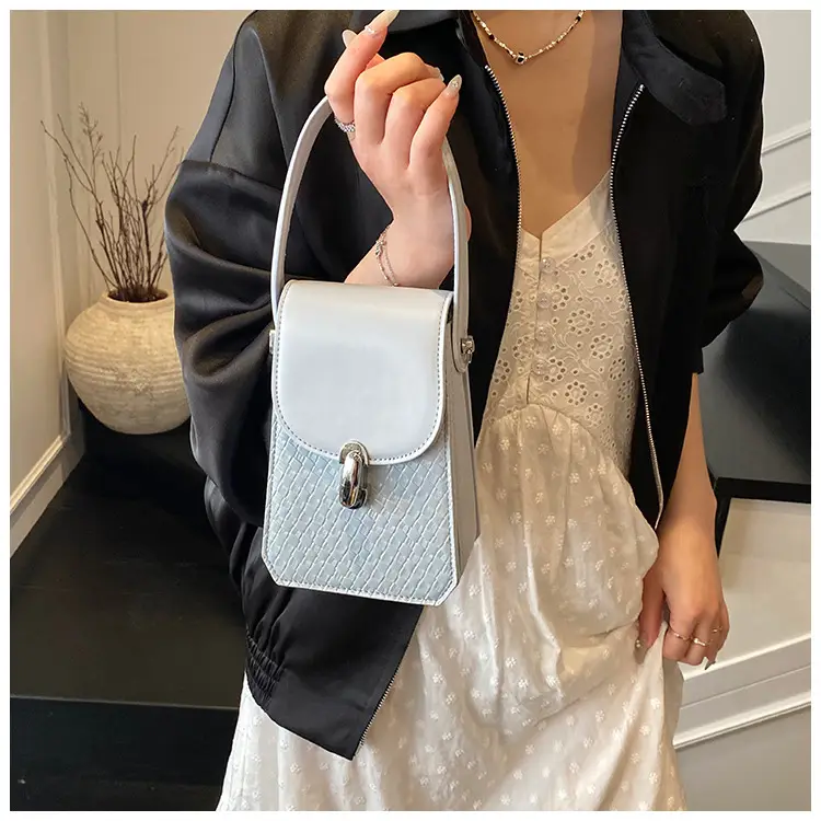 Women Crossbody Phone Bag with Adjustable Strap, Beige Leather & Mesh Design — feature 29